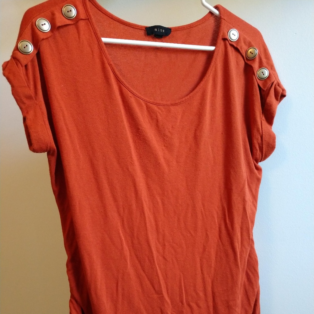 Orange Scoop Neck Blouse